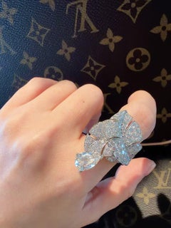 Chanel 18K White Gold Full Diamond Ring with 2.23ct Pear-shaped Center Diamond