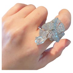 Chanel 18K White Gold Full Diamond Ring with 2.23ct Pear-shaped Center Diamond