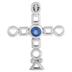 Chanel 18 Karat Weißgold Saphir-Kreuz-Anhänger