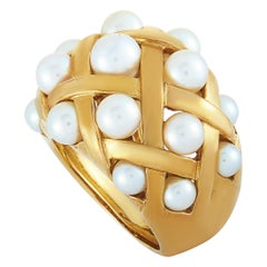 Chanel 18 Karat Yellow Gold and Pearl Ring