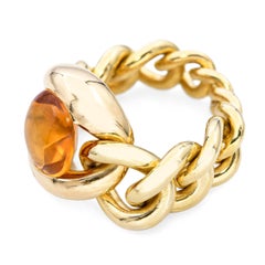 Chanel 18k Yellow Gold Citrine Cable Link Ring