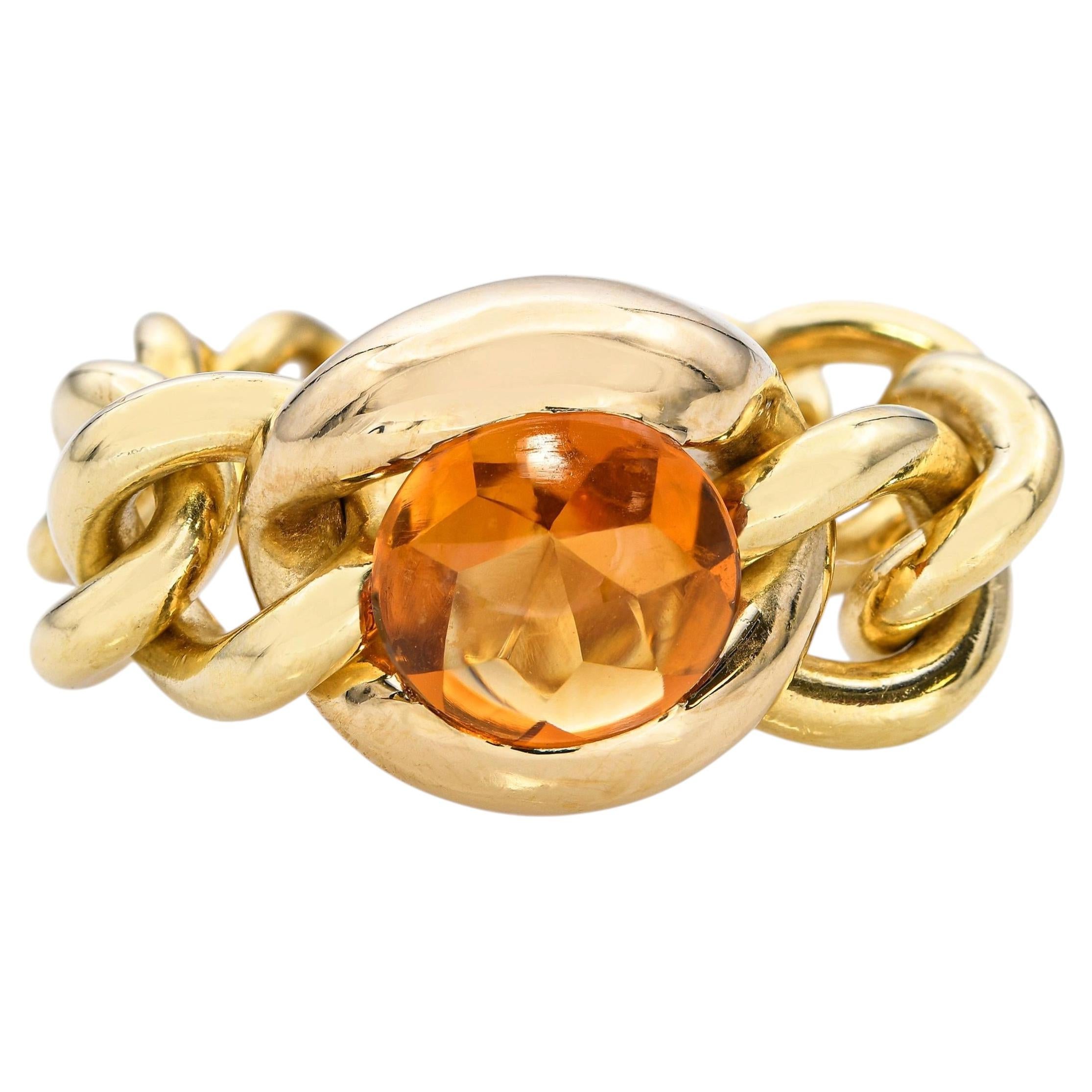 Chanel 18k Yellow Gold Citrine Cable Link Ring