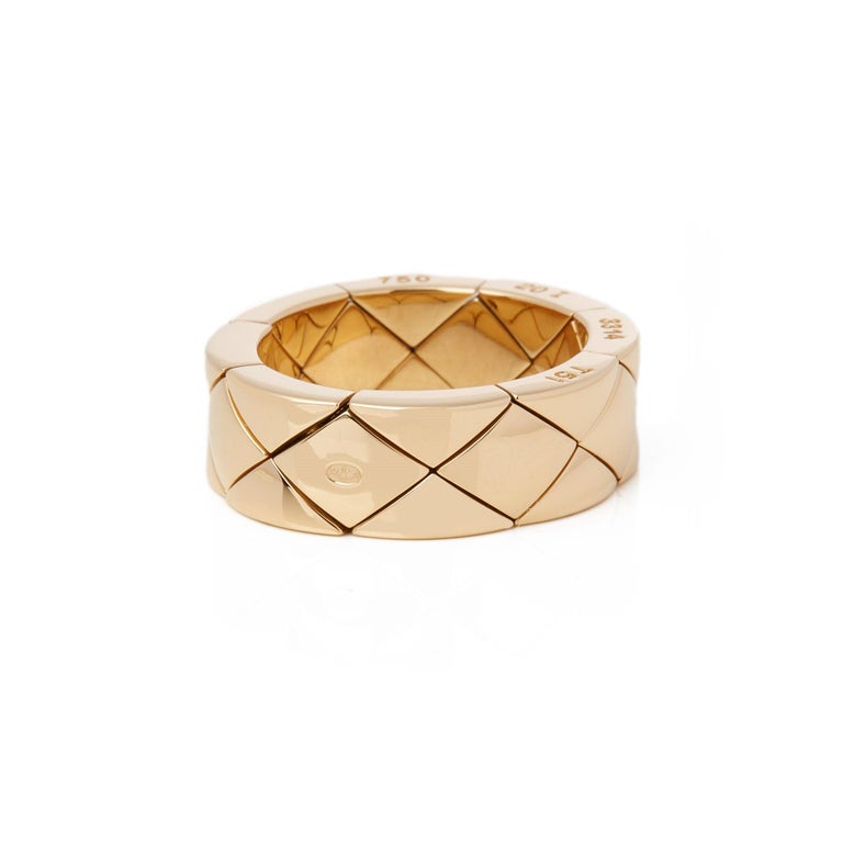 Chanel Coco Crush 18k Yellow Gold Quilted Slim Ring
