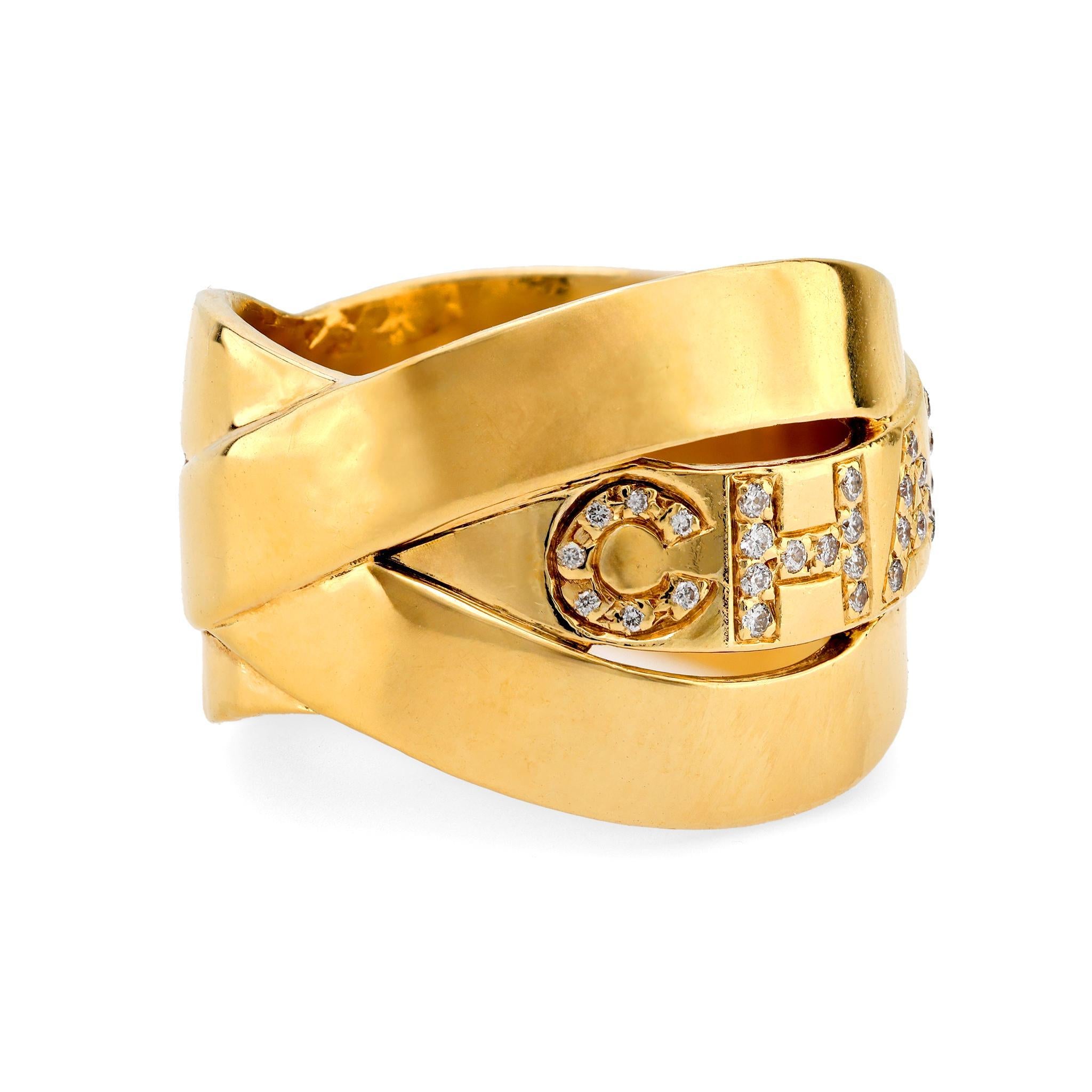 Brilliant Cut Chanel 18k yellow gold diamond ring
