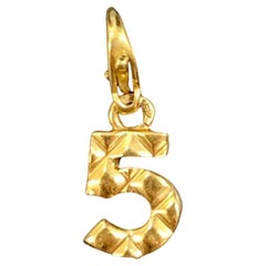Chanel 18K Yellow Gold Matelasse No.5 Pendant