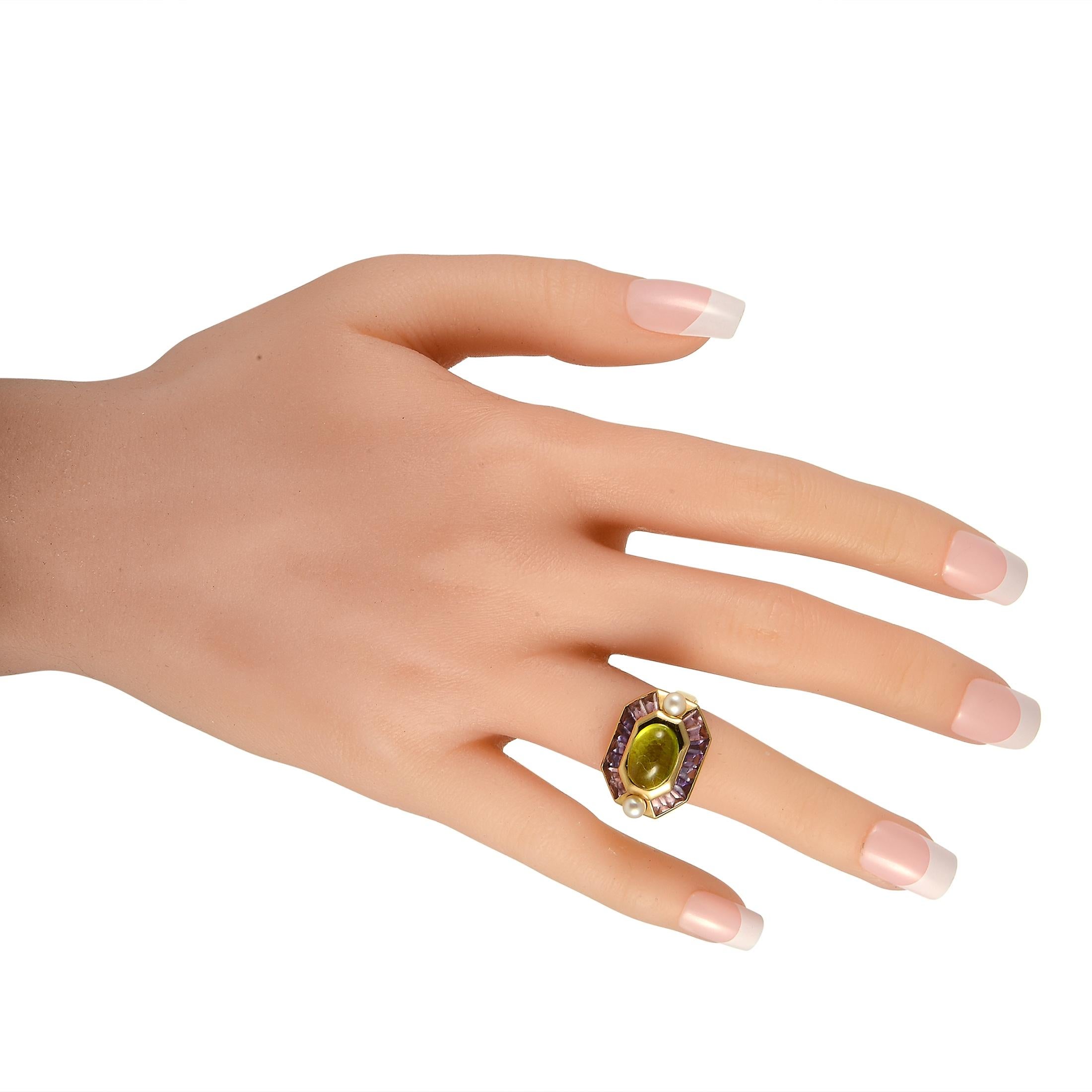 Women's Chanel 18K Yellow Gold Multicolor Gemstone Ring