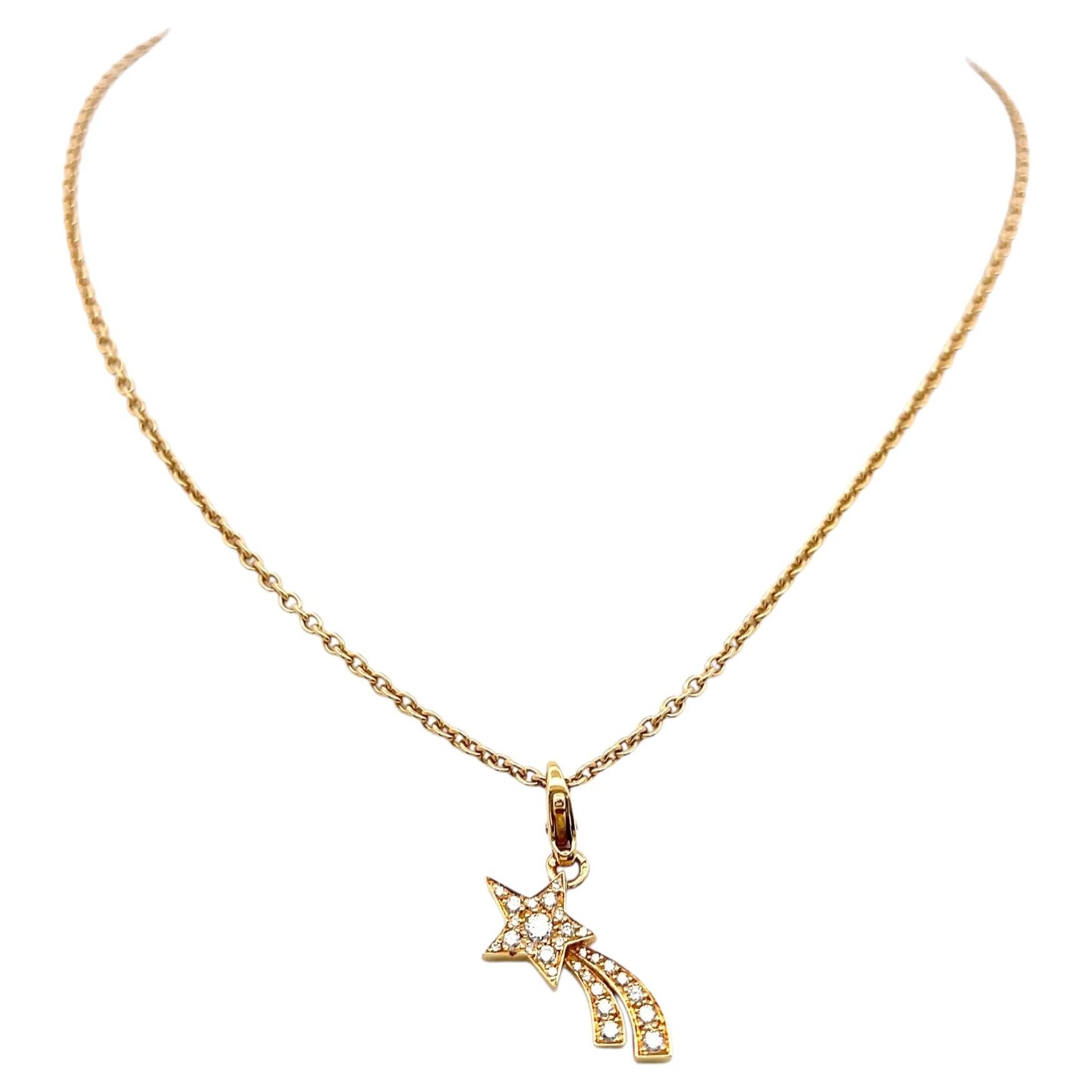 Chanel-Halskette mit Anhänger aus 18-karätigem Gelbgold mit runden F-VS-Diamanten (0,22 Karat)