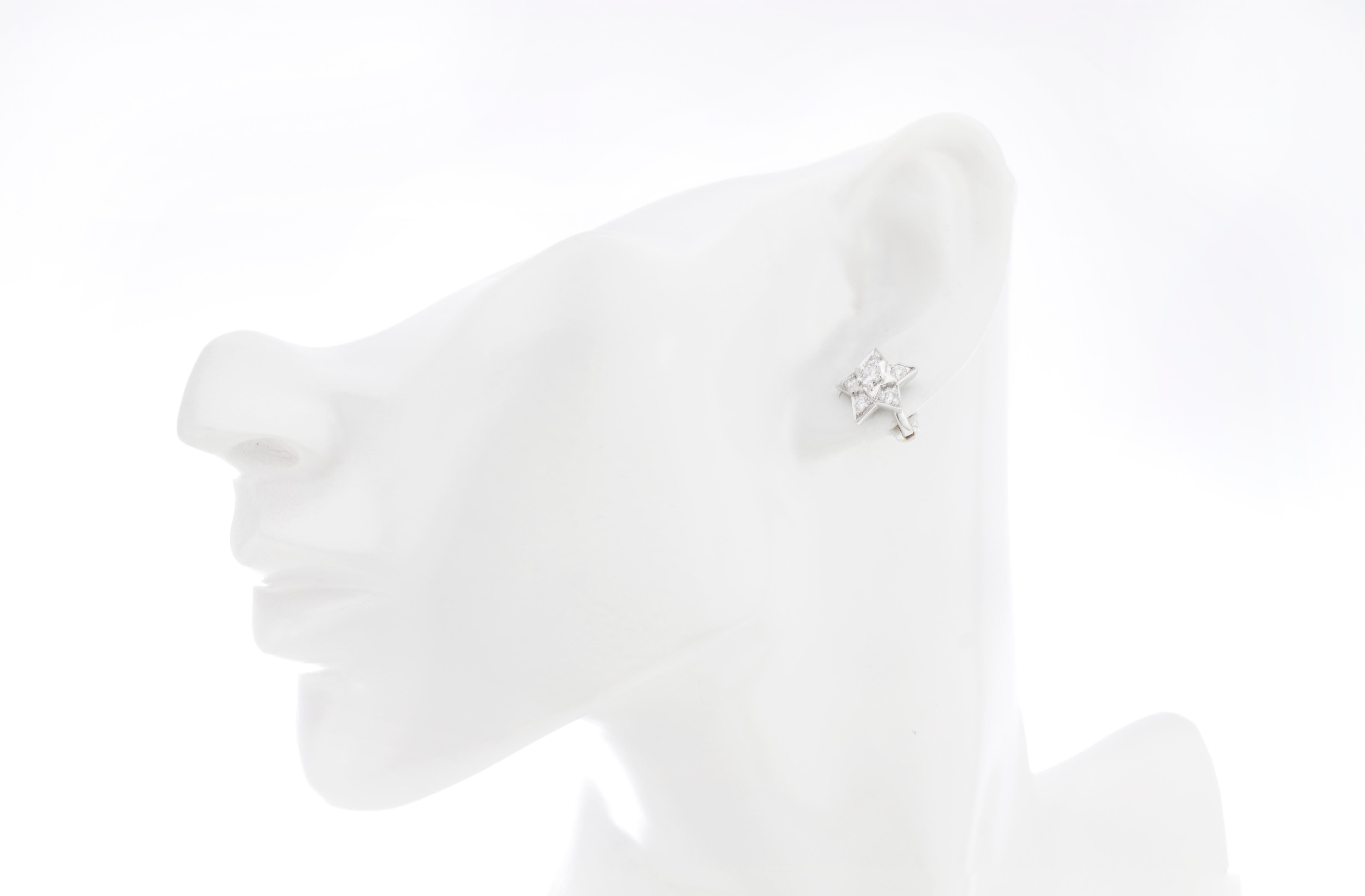 Round Cut Chanel 18 Karat White Gold Ladies Clip-On Diamond Earrings