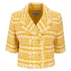 Chanel 18P Cotton & Wool Blend Boucle Tweed Cropped Jacket