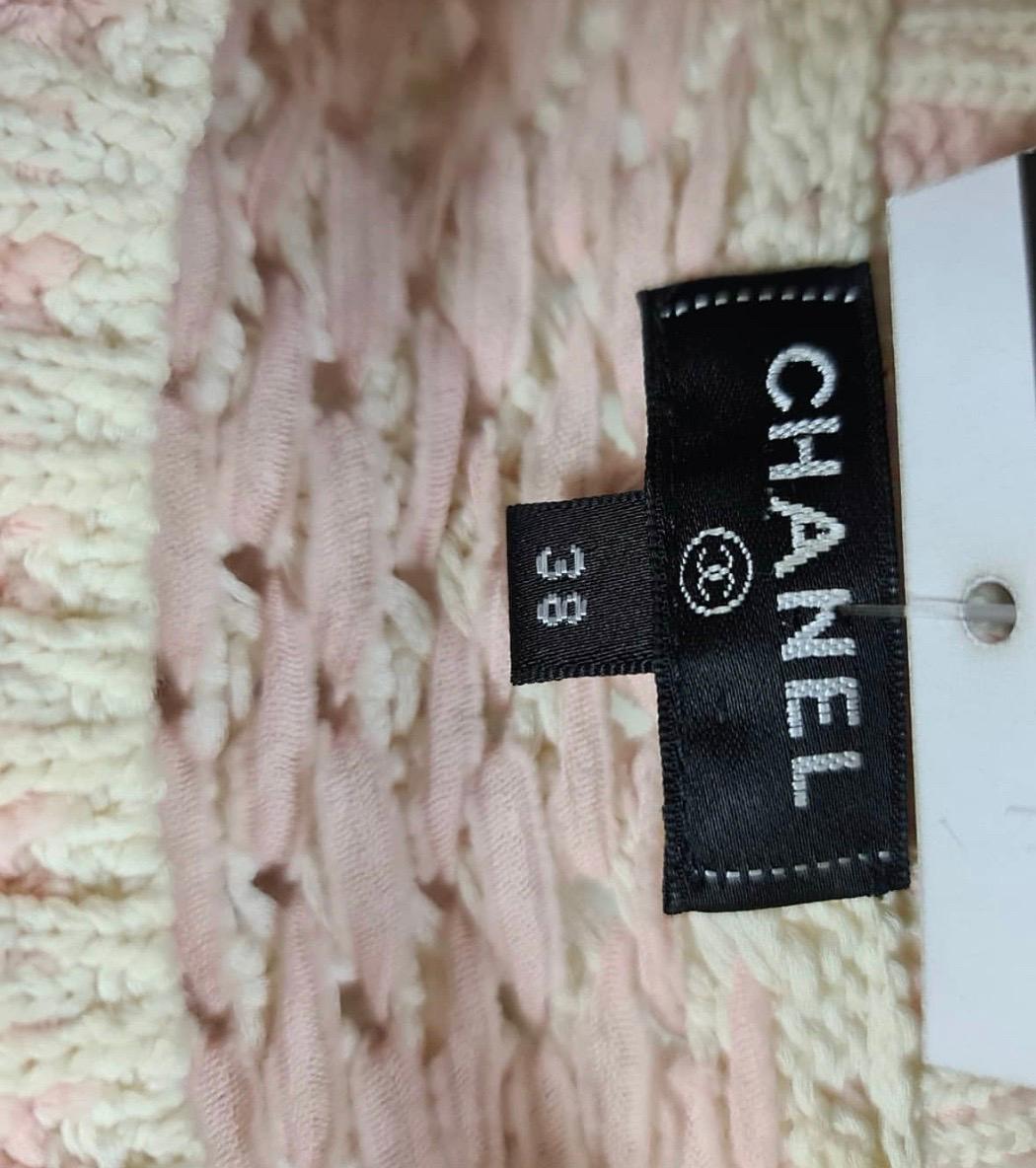 Chanel 18P Pink Knitted Top Skirt Set For Sale 4