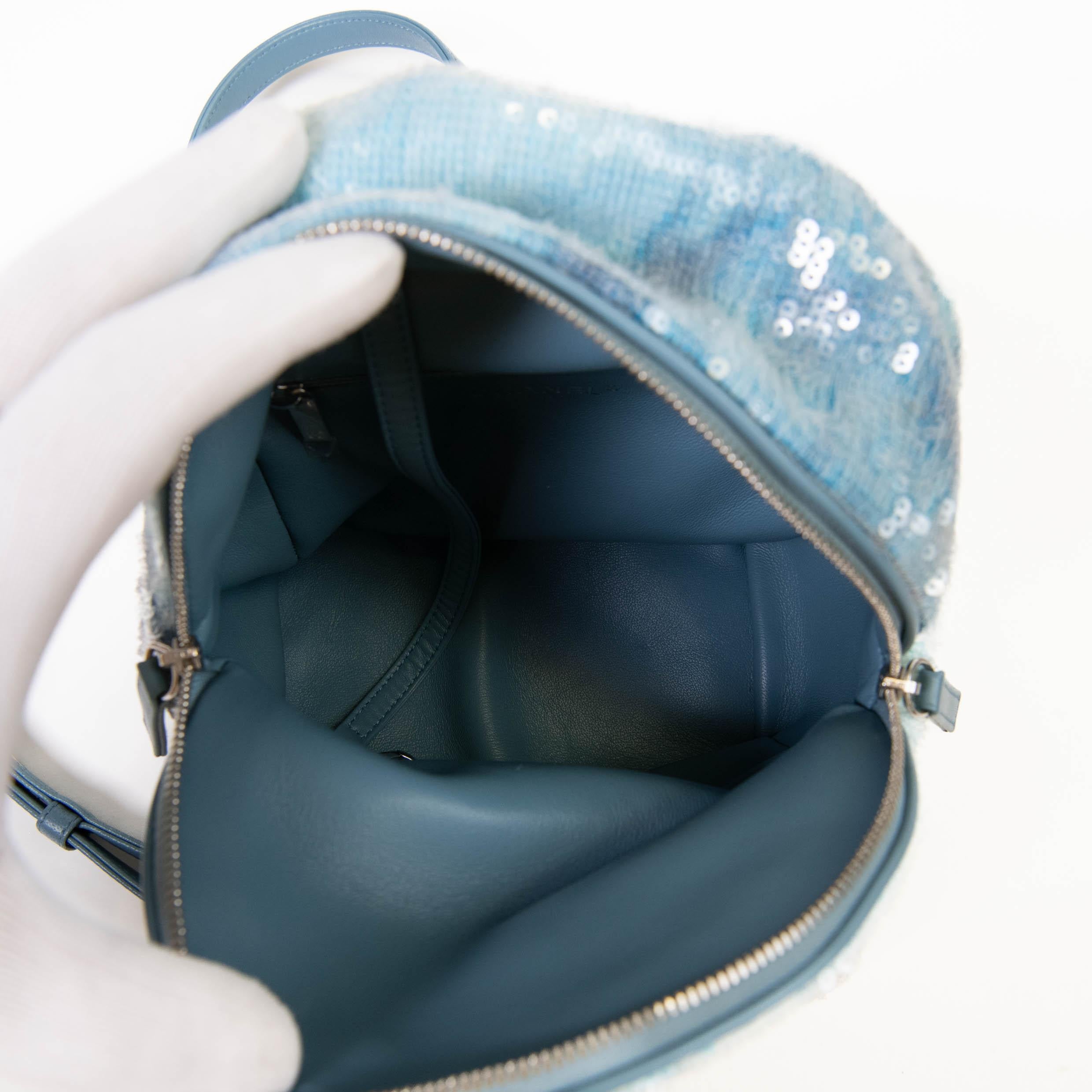 Chanel 18S Blue Sequin Tricolor Waterfall Backpack For Sale 6