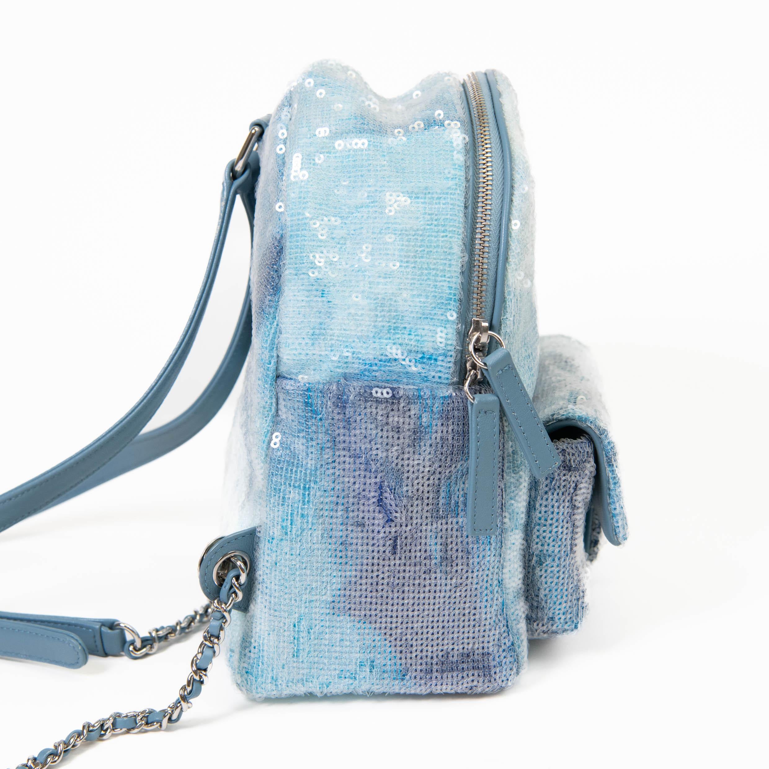 Chanel 18S Blue Sequin Tricolor Waterfall Backpack For Sale 1