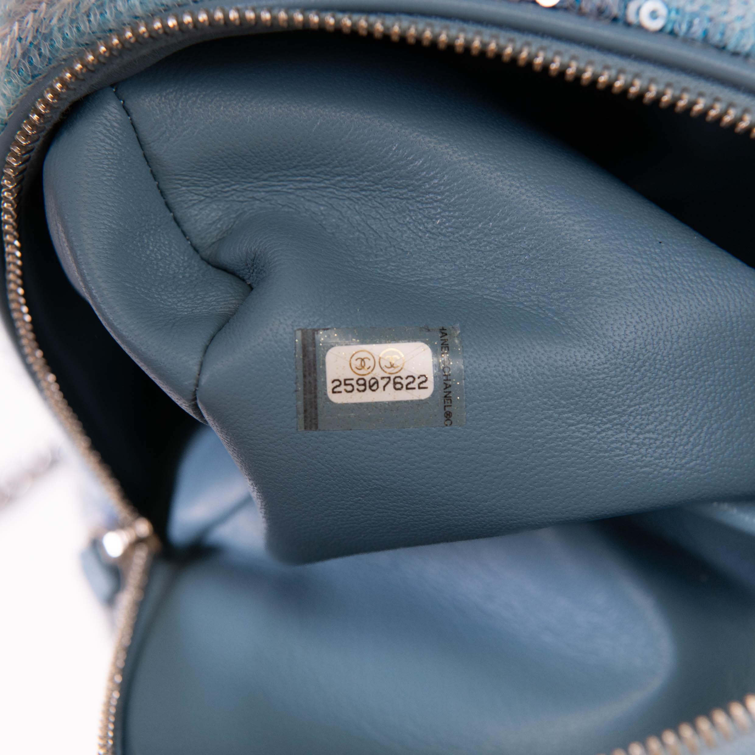 Chanel 18S Blue Sequin Tricolor Waterfall Backpack For Sale 5