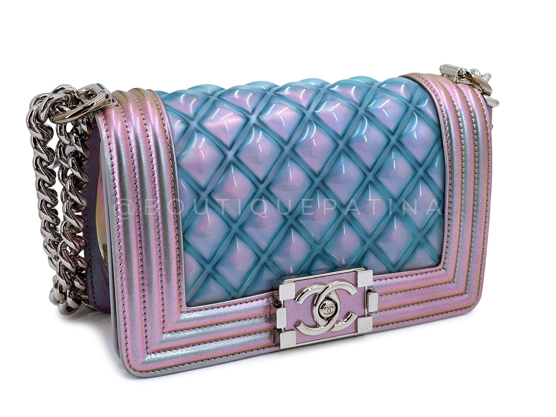Gray Chanel 18S Purple Mermaid Iridescent Water Boy Flap Bag Small  67038
