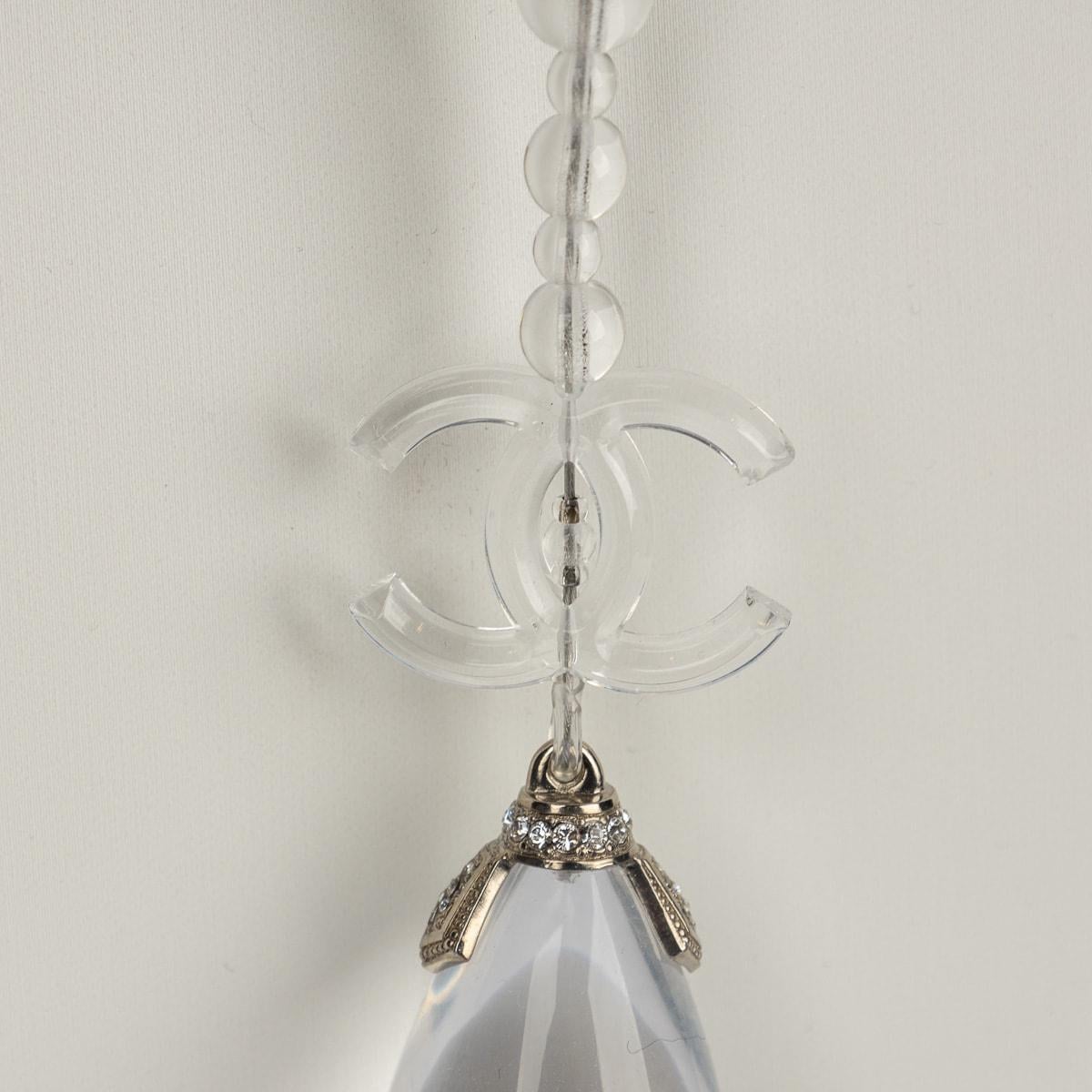 Chanel 18S Transparent Crystal Bead CC Logo Teardrop Necklace / Belt For Sale 3