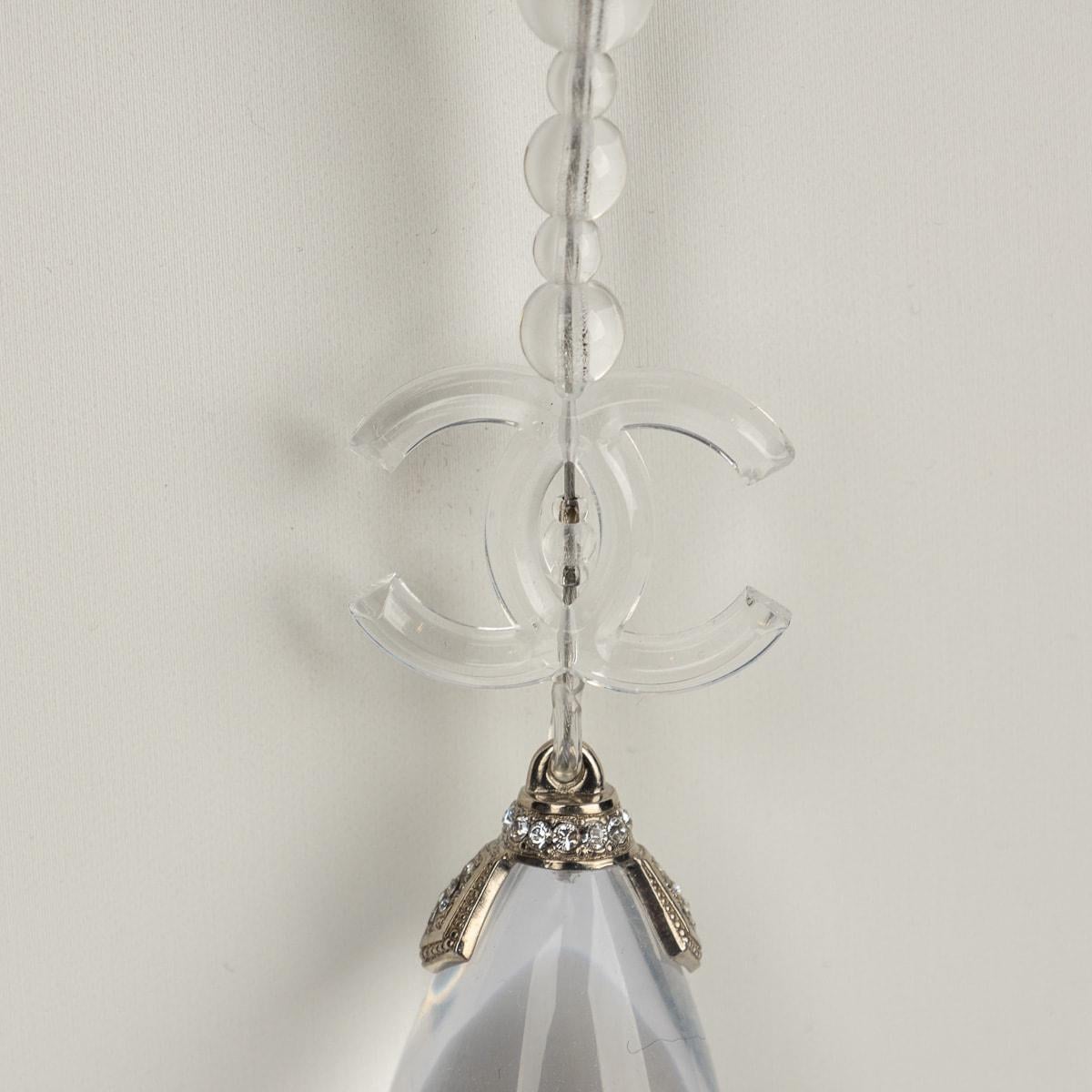 Chanel 18S Transparent Crystal Bead CC Logo Teardrop Necklace / Belt 3