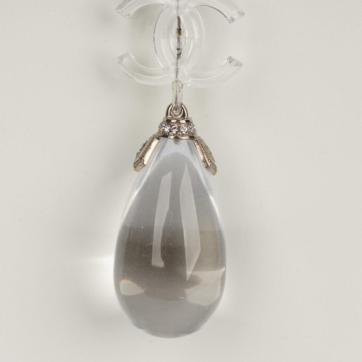 Chanel 18S Transparent Crystal Bead CC Logo Teardrop Necklace / Belt For Sale 4