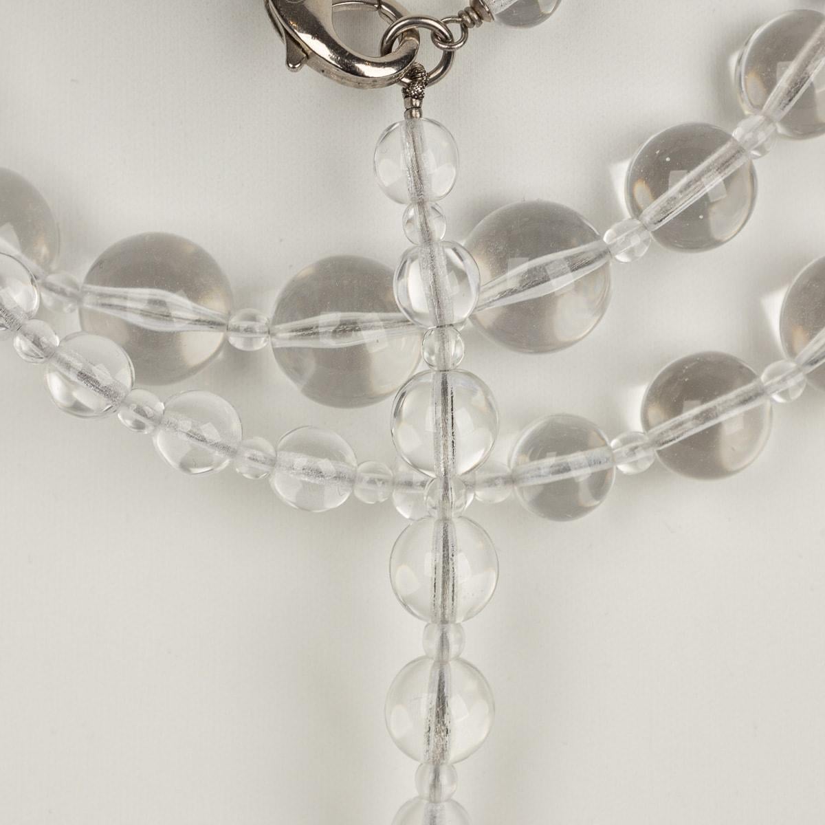 French Chanel 18S Transparent Crystal Bead CC Logo Teardrop Necklace / Belt