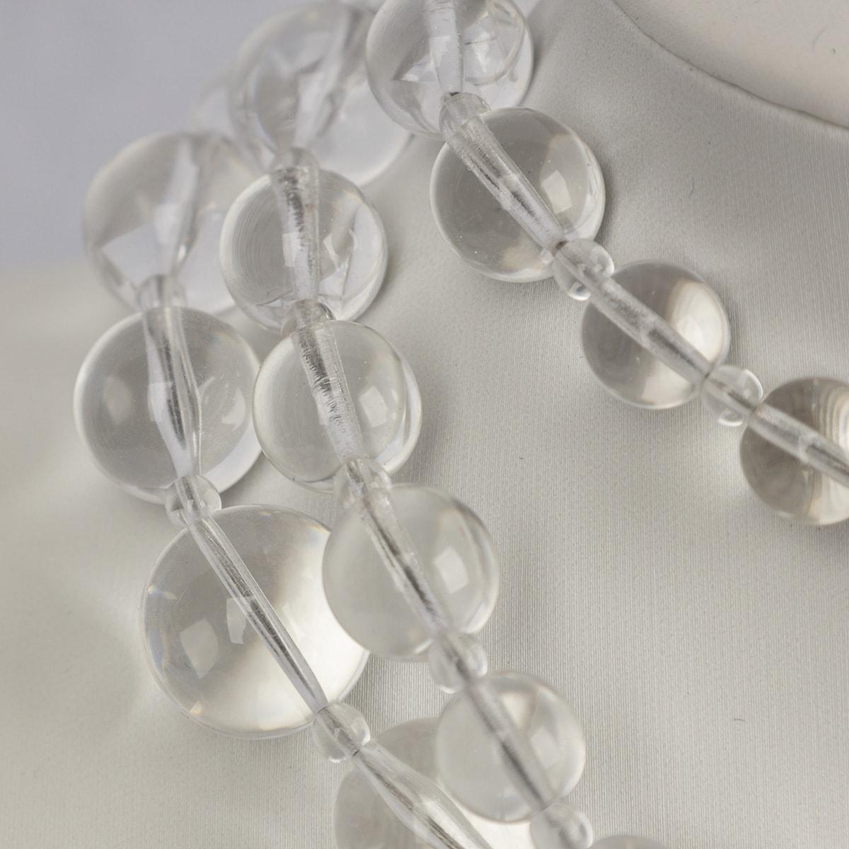 20th Century Chanel 18S Transparent Crystal Bead CC Logo Teardrop Necklace / Belt For Sale
