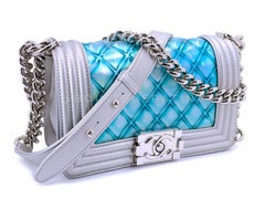 Chanel 18S Turquoise Mermaid Iridescent Water Boy Flap Bag Small 68675