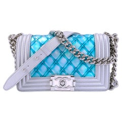 Chanel 18S Turquoise Mermaid Iridescent Water Boy Flap Bag Small 68675