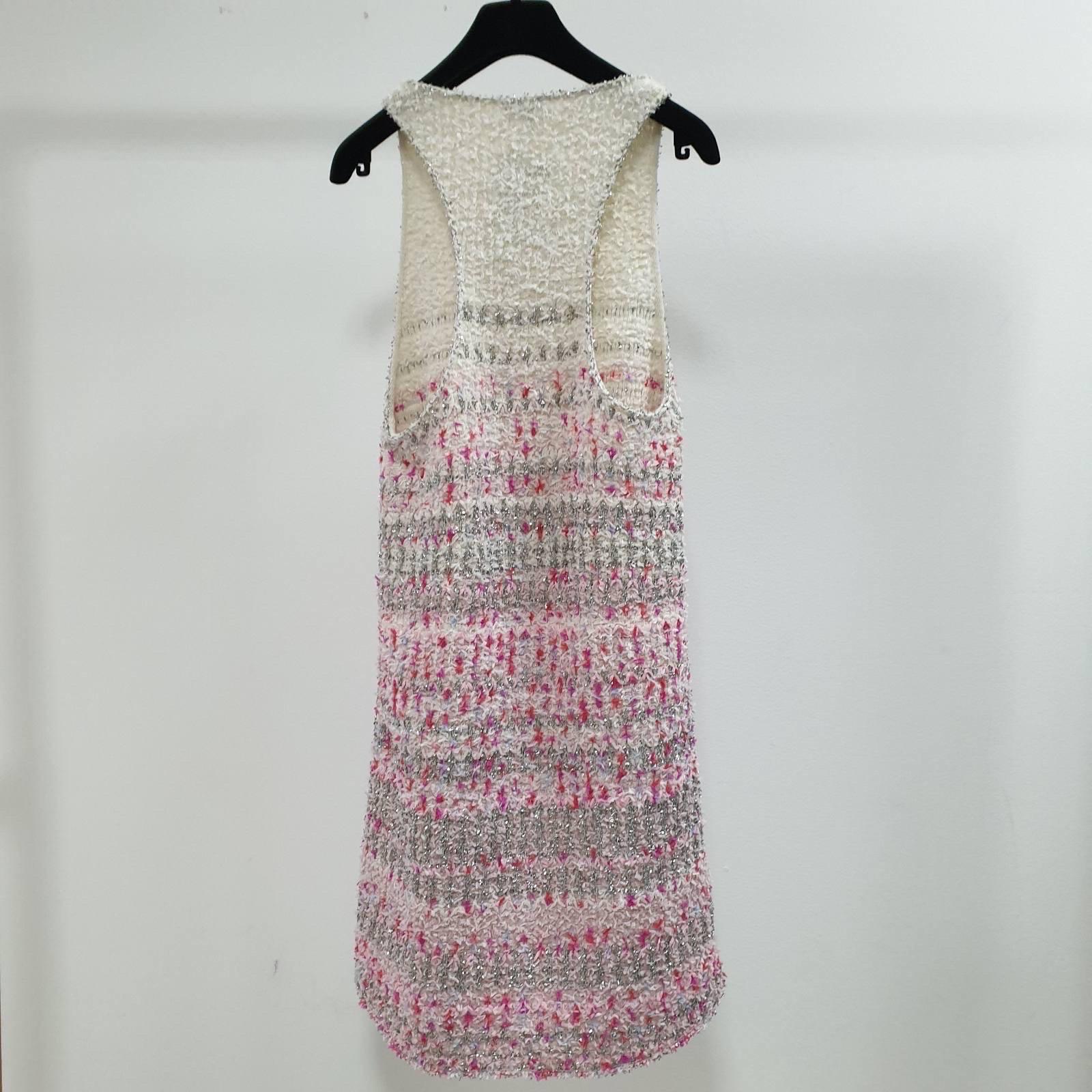 Chanel 18S Waterfall Asymmetrical Knit Tank Top Mini Dress In Excellent Condition In Krakow, PL