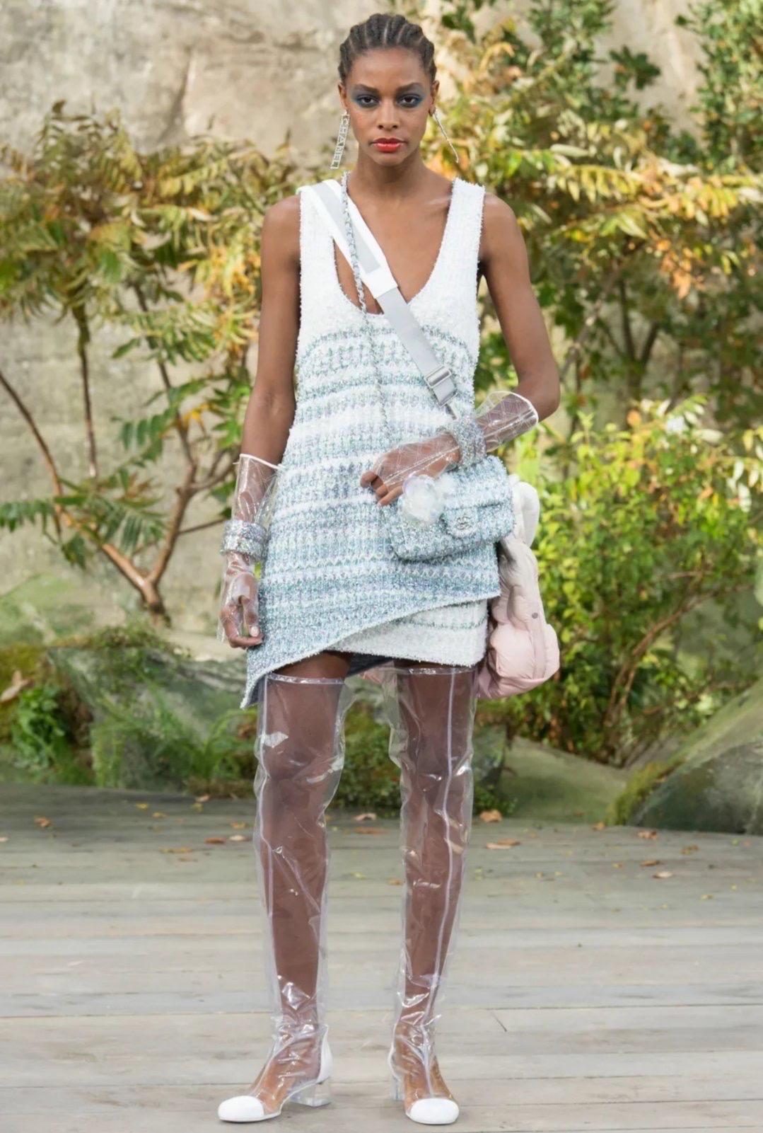 Chanel 18S Waterfall Asymmetrical Knit Tank Top Mini Skirt Set 1