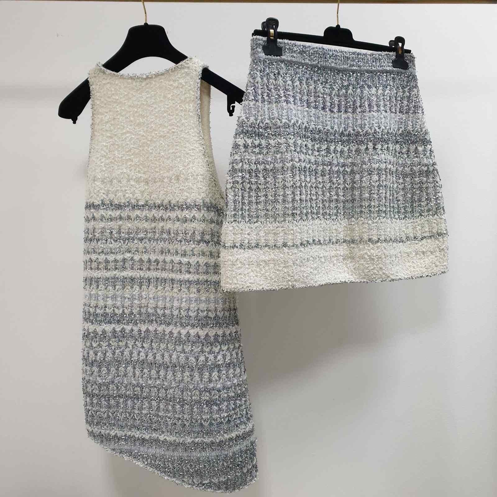Chanel 18S Waterfall Asymmetrical Knit Tank Top Mini Skirt Set 4