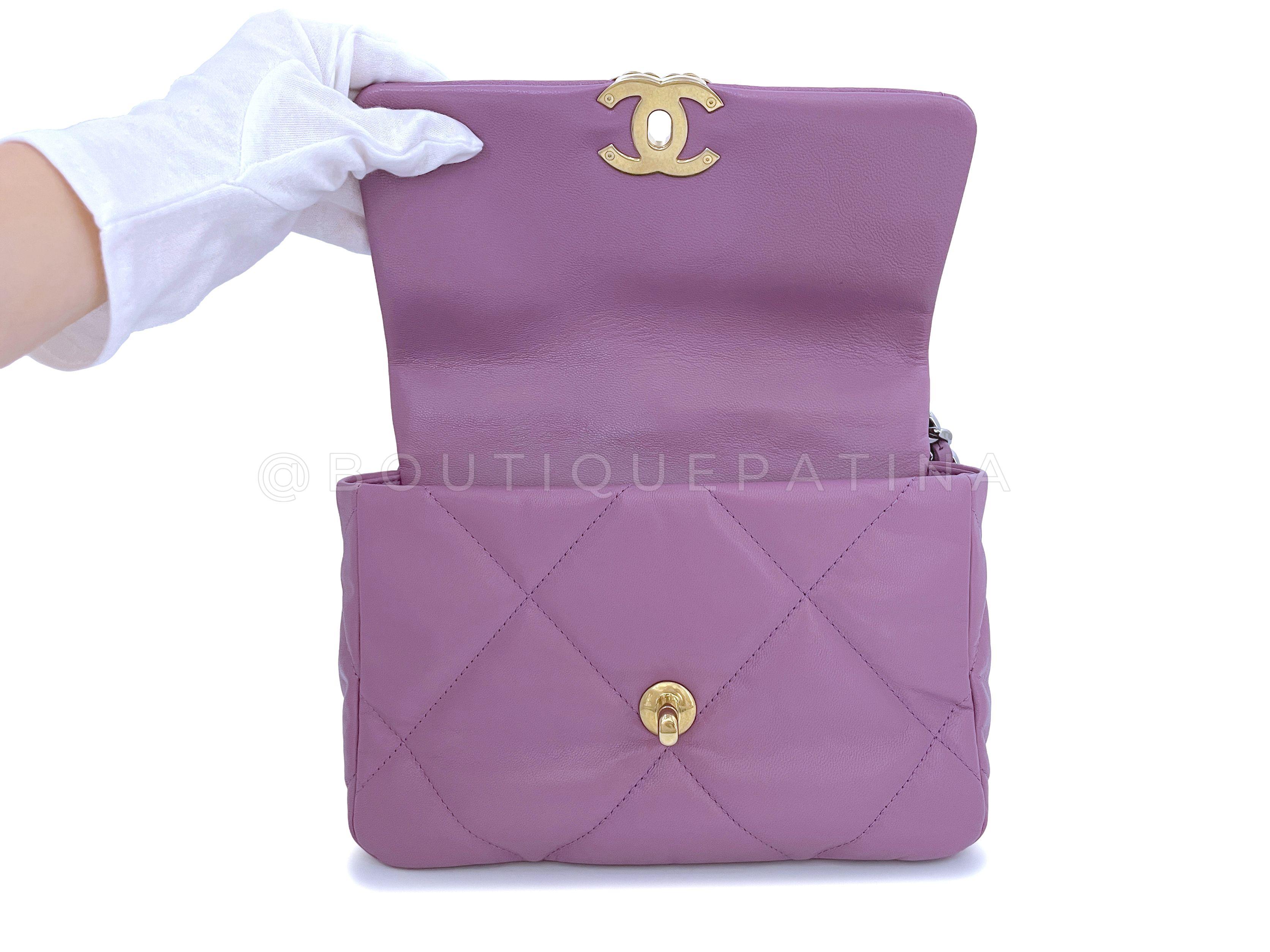 Chanel 19 20B Lavender Mauve Medium Flap Bag 65463 For Sale 3