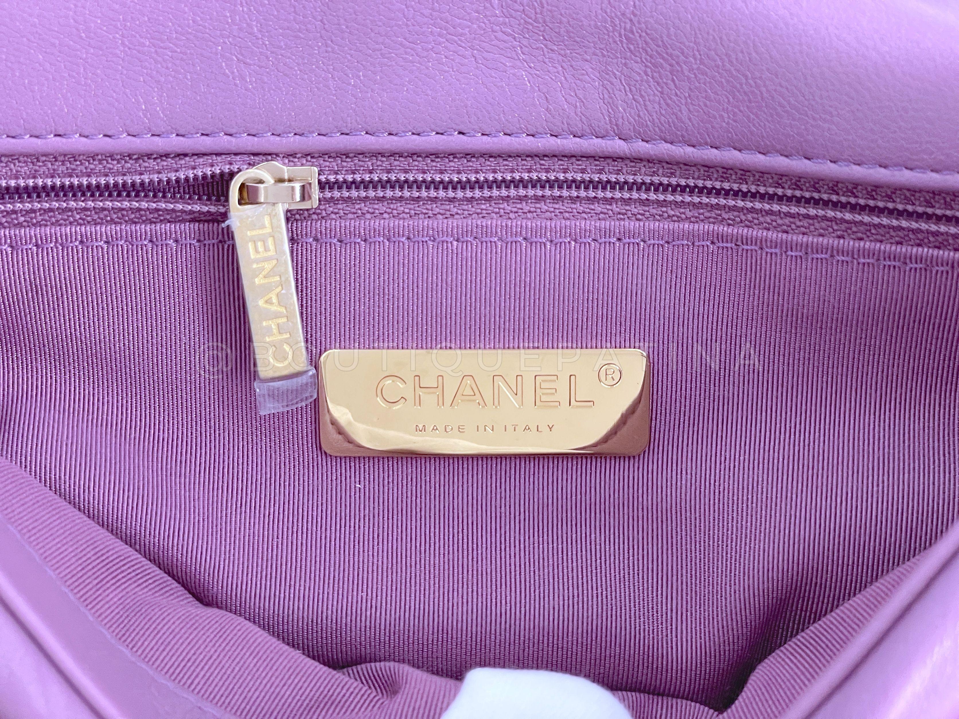 Chanel 19 20B Lavendel Mauve Medium Klappentasche 65463 im Angebot 7