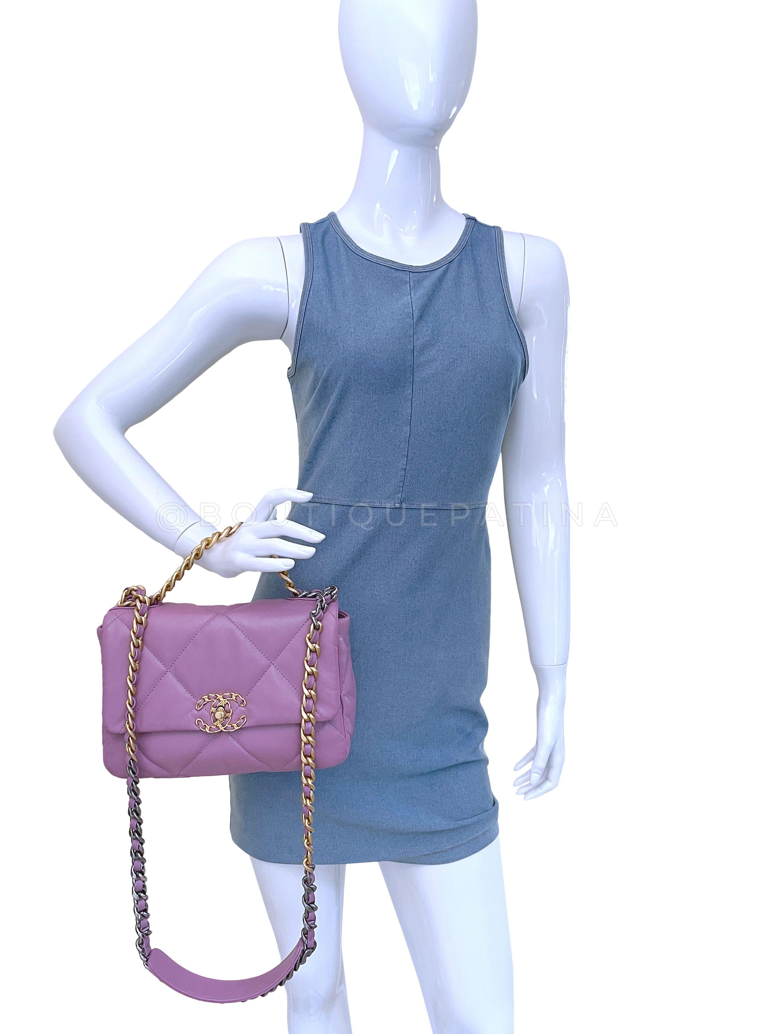 Chanel 19 20B Lavender Mauve Medium Flap Bag 65463 For Sale 9