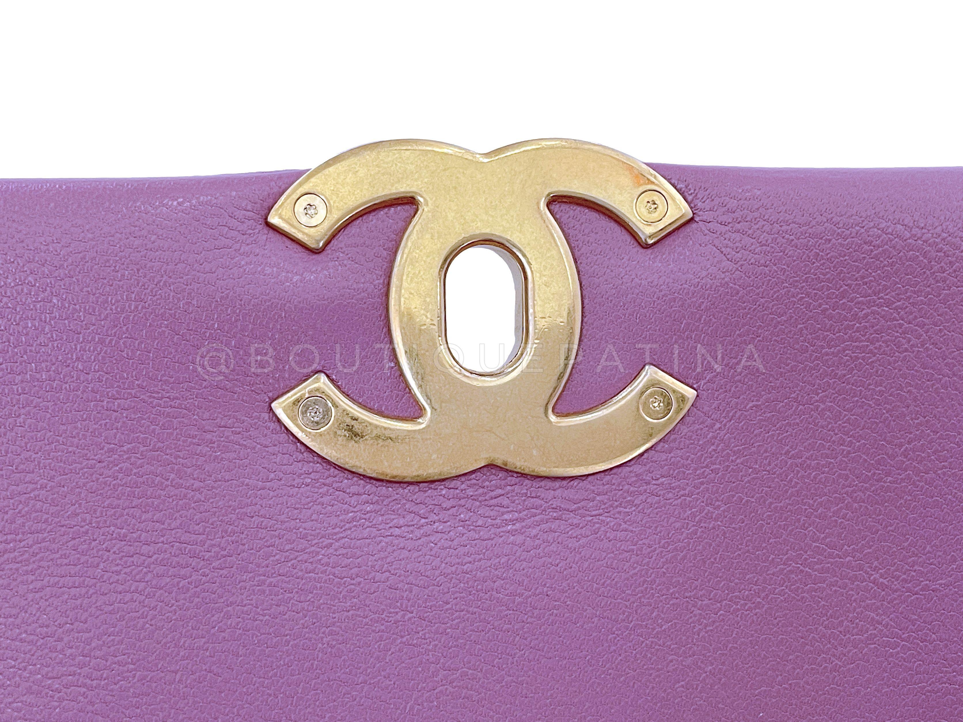 Chanel 19 20B Lavender Mauve Medium Flap Bag 65463 For Sale 2