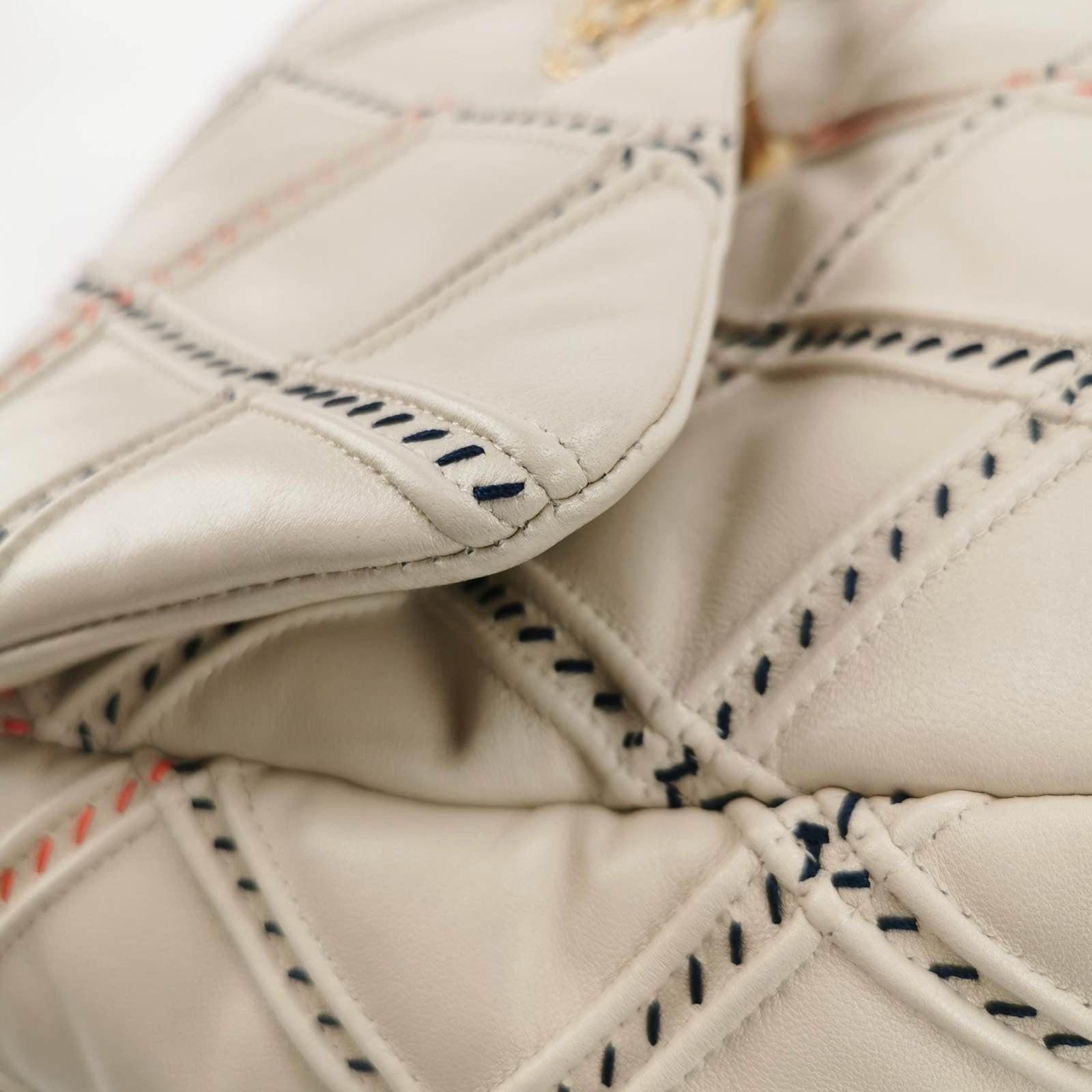 Chanel 19 Bag 2021 Cream White Wild Stitch 6