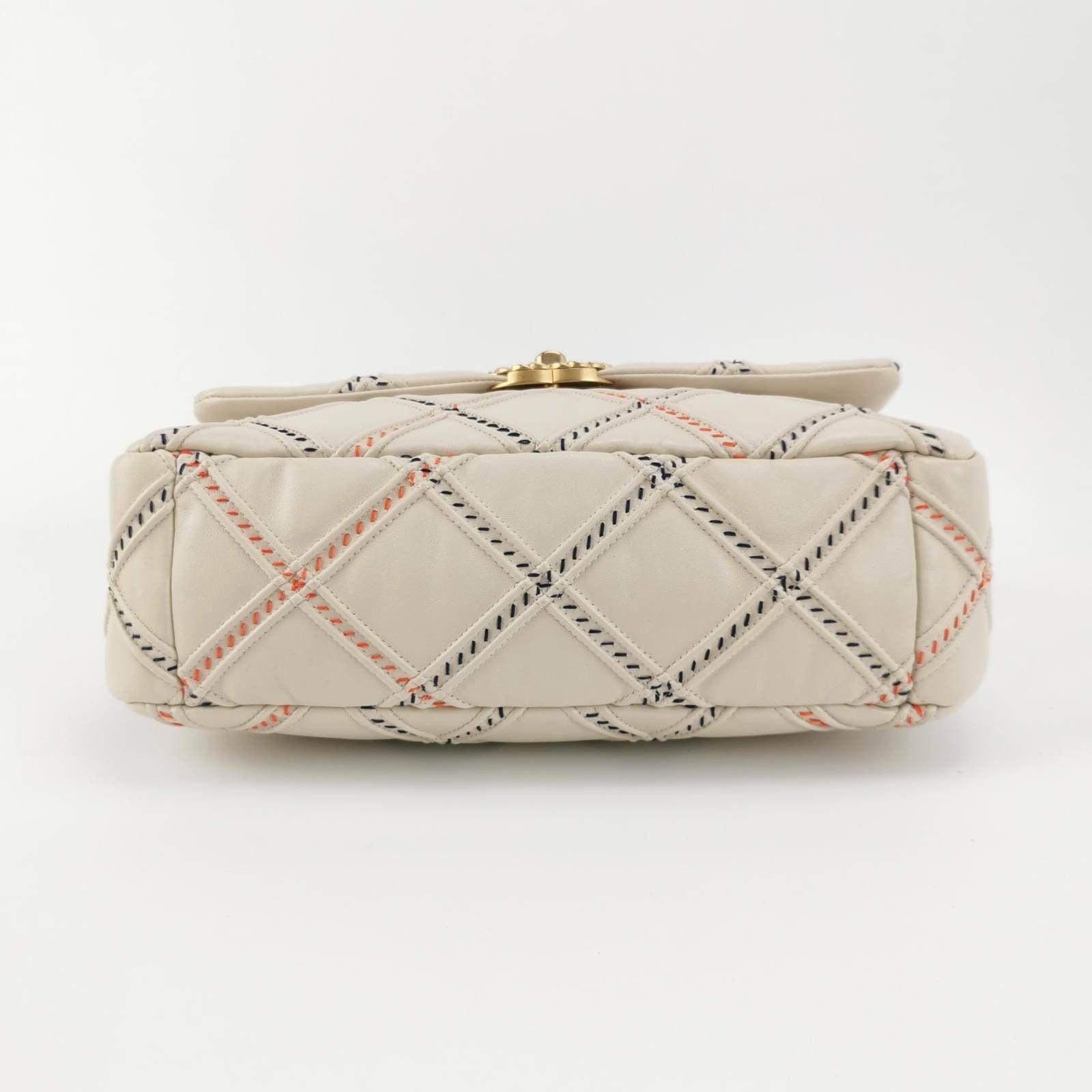 Chanel 19 Bag 2021 Cream White Wild Stitch 1