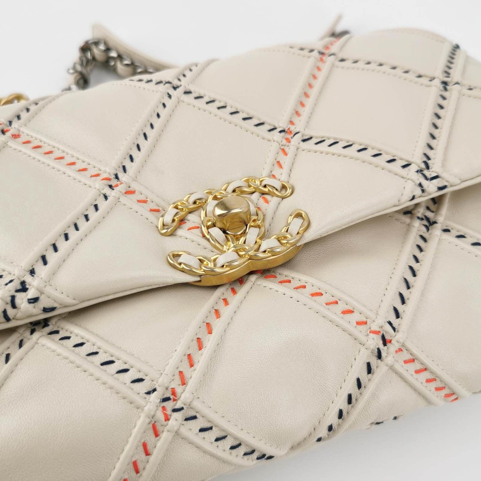Chanel 19 Bag 2021 Cream White Wild Stitch 4