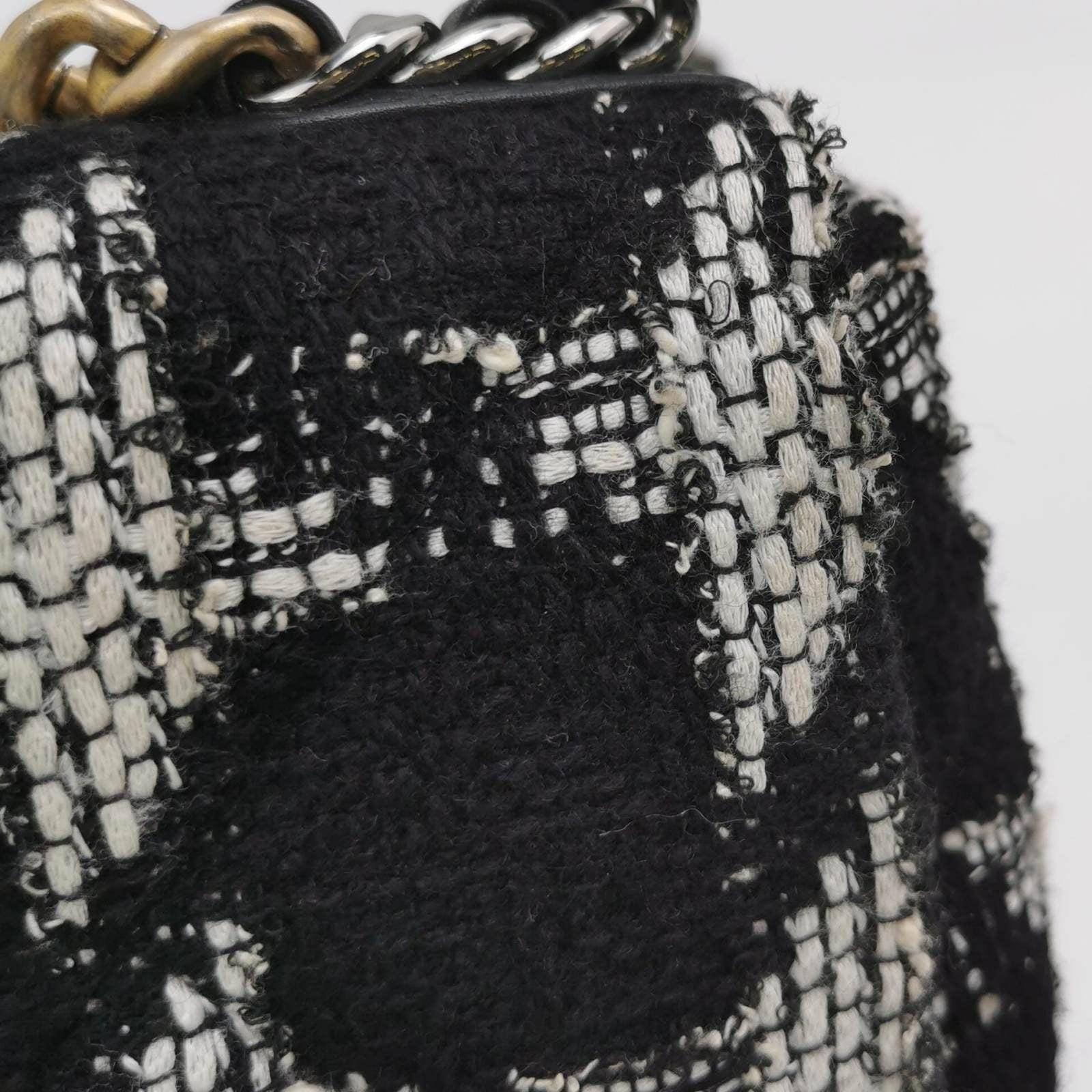 Chanel 19 Bag 2021 Small Black White Checkered Tweed Bag 6