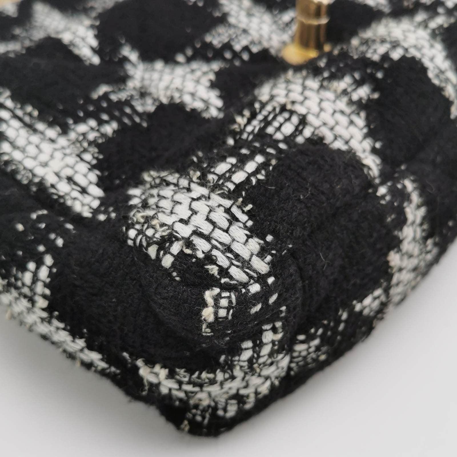 Chanel 19 Bag 2021 Small Black White Checkered Tweed Bag 8