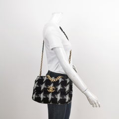 Chanel 19 Bag 2021 Small Black White Checkered Tweed Bag