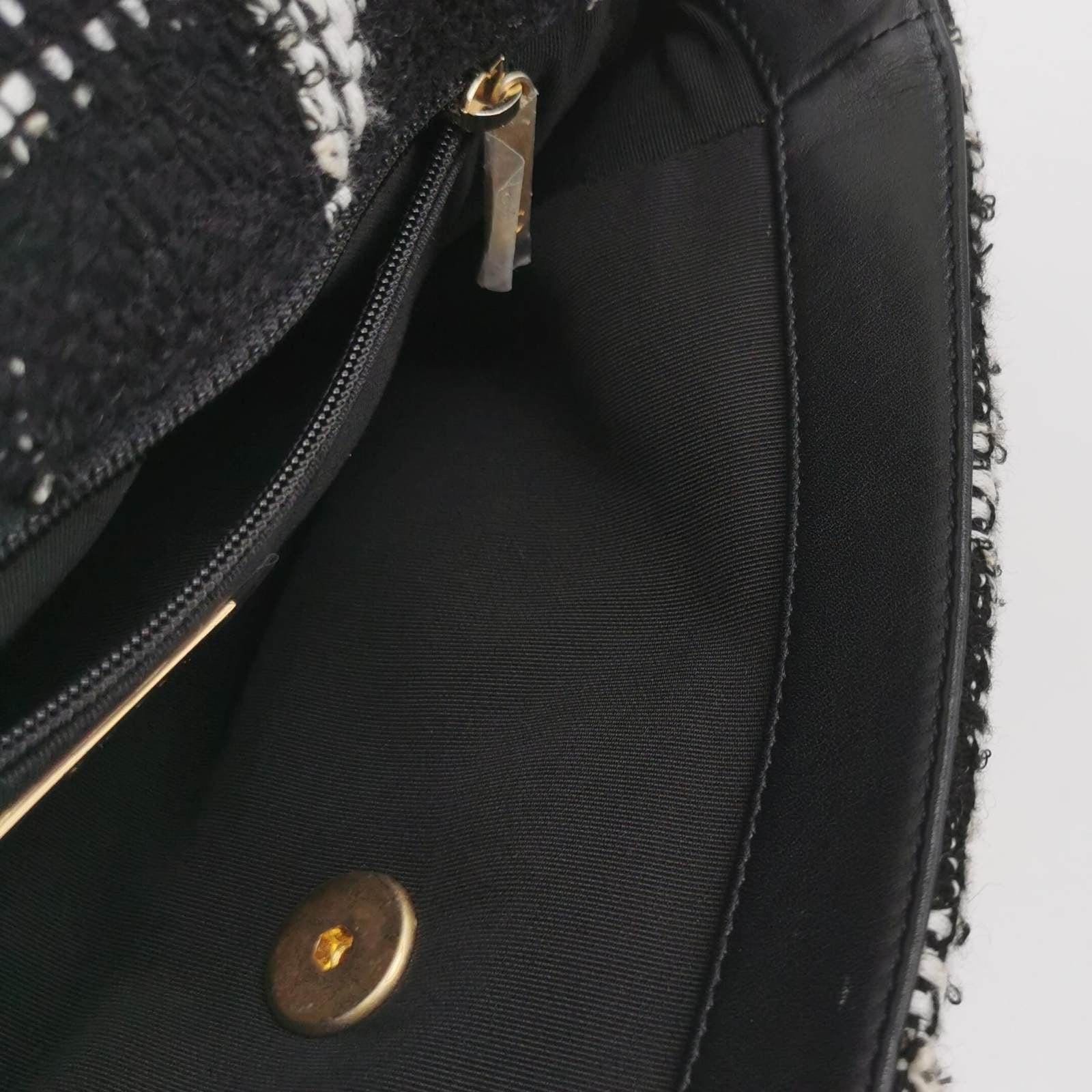 Chanel 19 Bag 2021 Small Black White Checkered Tweed Bag 5