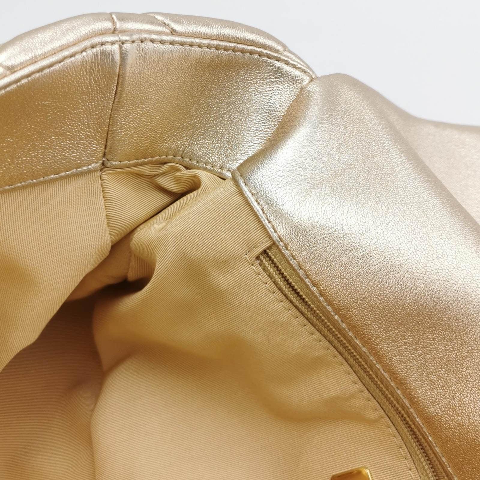 Chanel 19 Borsa Media 2021 Oro Light Crossbody Borsa Doppia Catena Colore 5