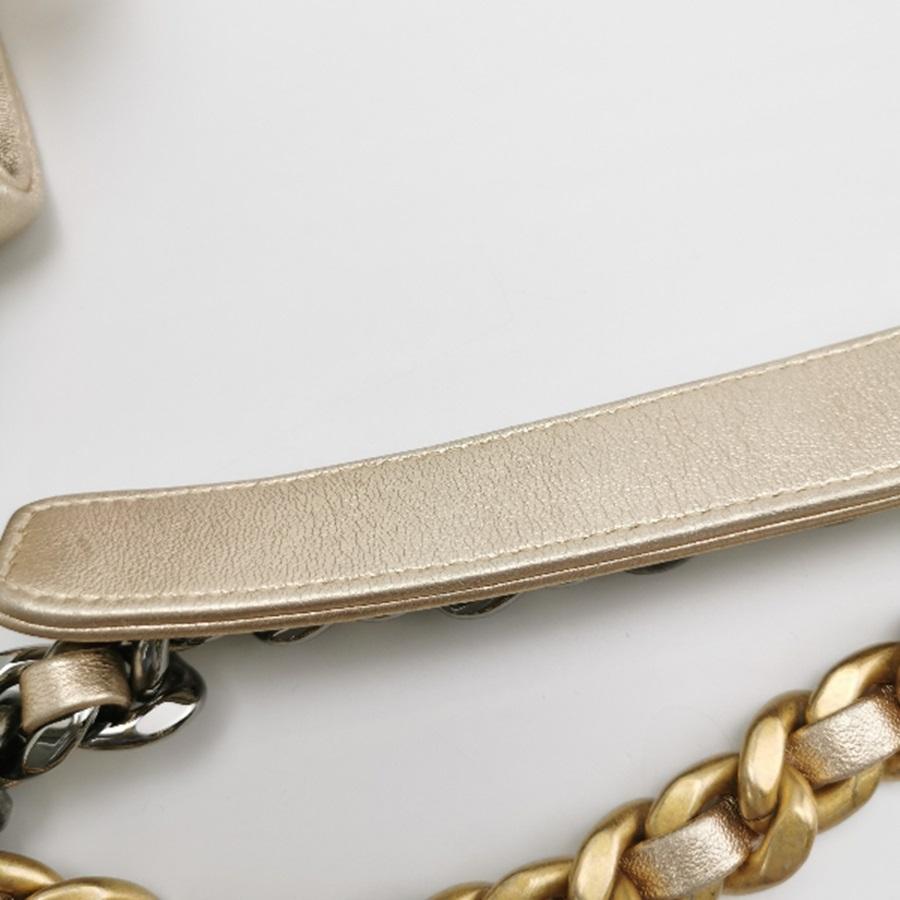 Chanel 19 Borsa Media 2021 Oro Light Crossbody Borsa Doppia Catena Colore 6
