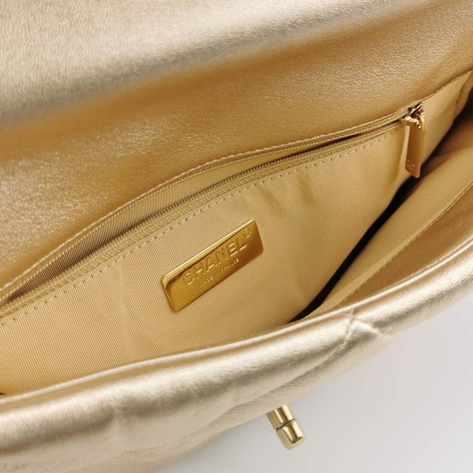 Chanel 19 Borsa Media 2021 Oro Light Crossbody Borsa Doppia Catena Colore 2