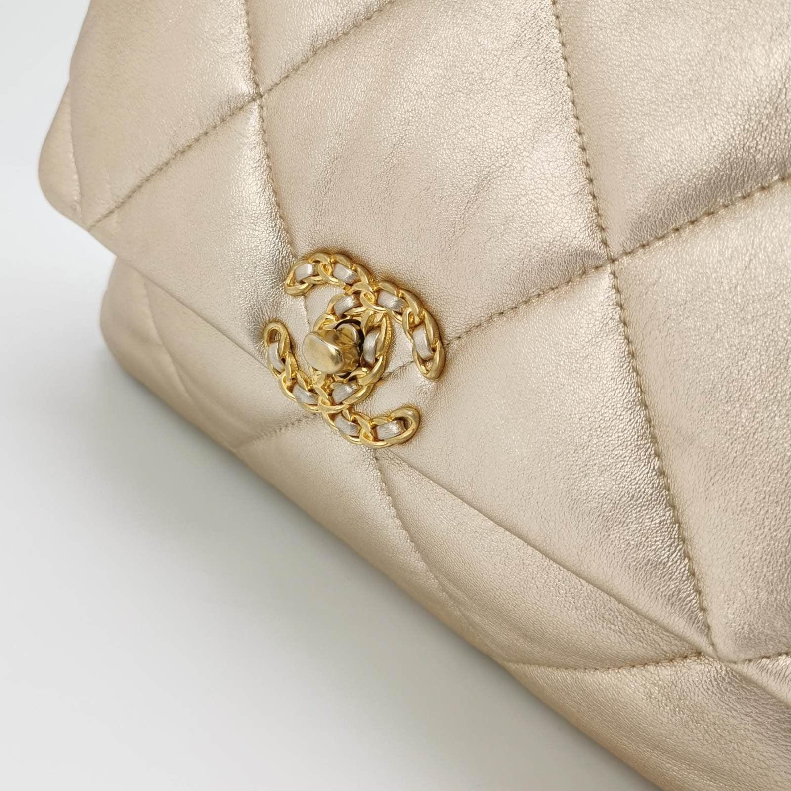 Chanel 19 Borsa Media 2021 Oro Light Crossbody Borsa Doppia Catena Colore 3