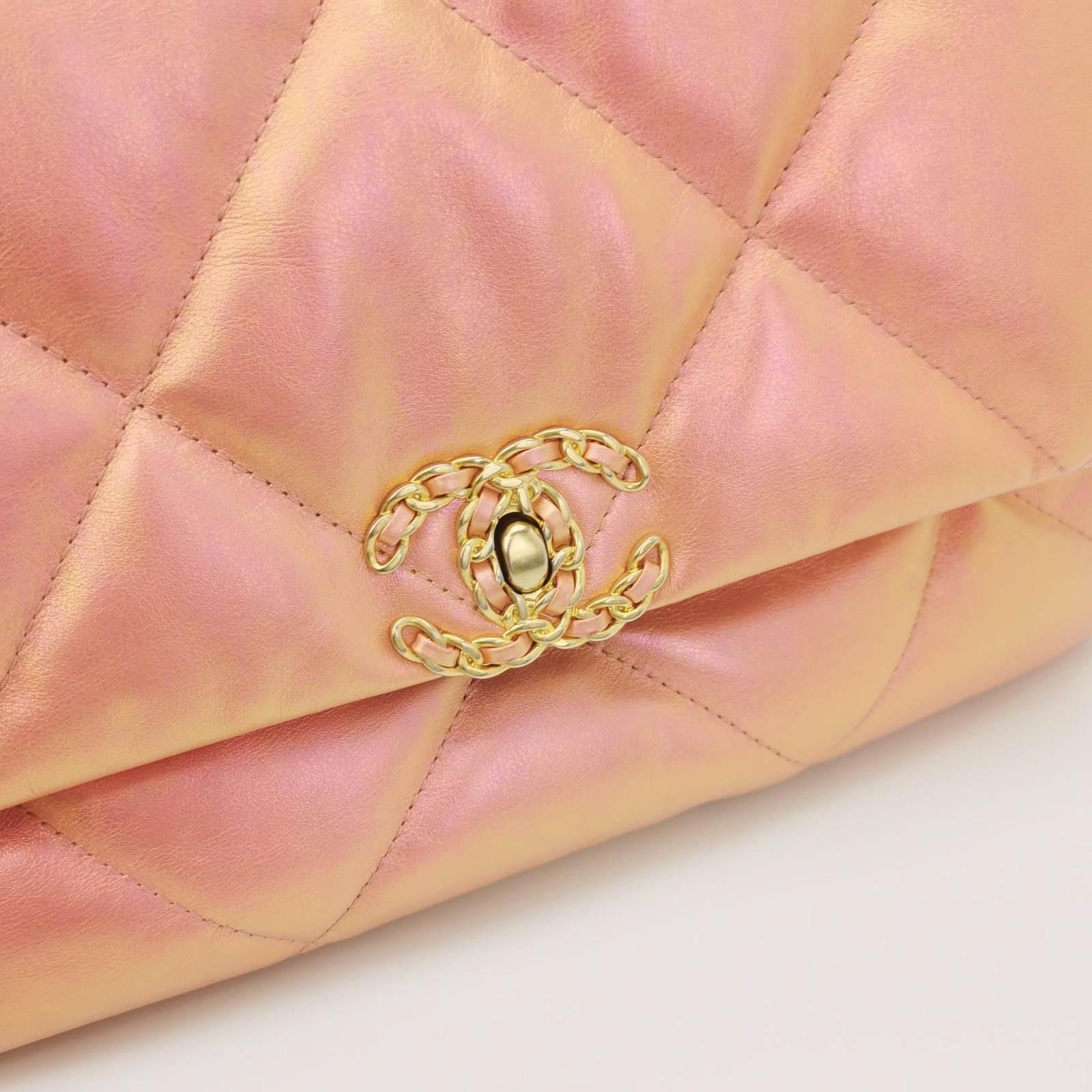 Chanel 19 Bag Medium Iridescent Pink Crossbody Bag 4