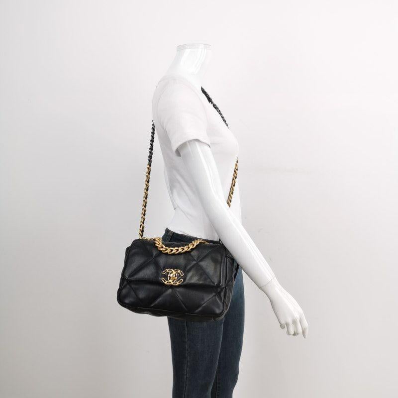 Chanel 19 Bag Small Black Lambskin Leather Crossbody Bag, 2020-2021
These are professional photos of the actual bag.
  
  The Chanel 19 bag was the last bag to be designed by Karl Lagerfeld. Own a piece of history through this bag. Its relaxed