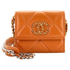 CC ID Card Holder on Chain Quilted Lambskin