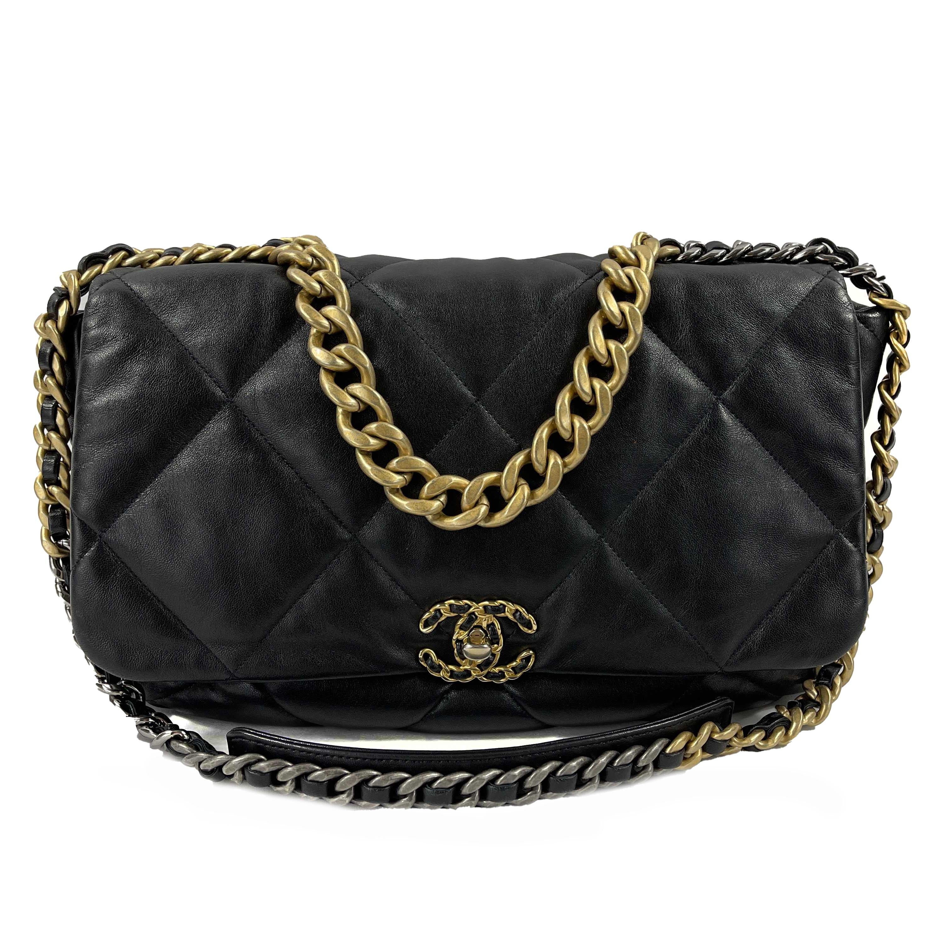 CHANEL 19 - CC Chain Maxi Black / Multi Metal Quilted Lambskin Flap Shoulder Bag 1