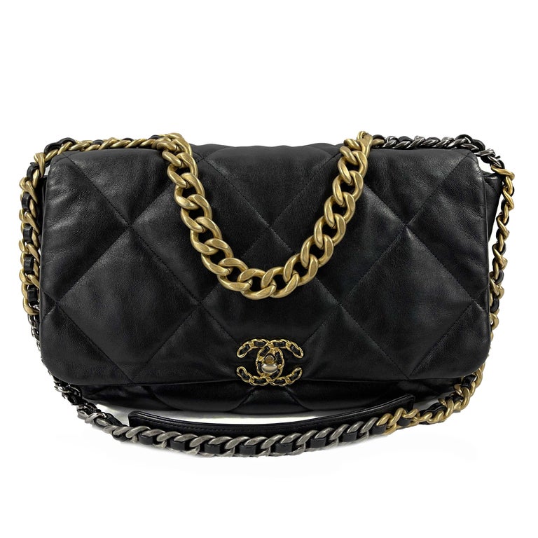 CHANEL - NEW Caviar Top Chain Jumbo CC Flap Strap Handle Black Shoulder Bag  19