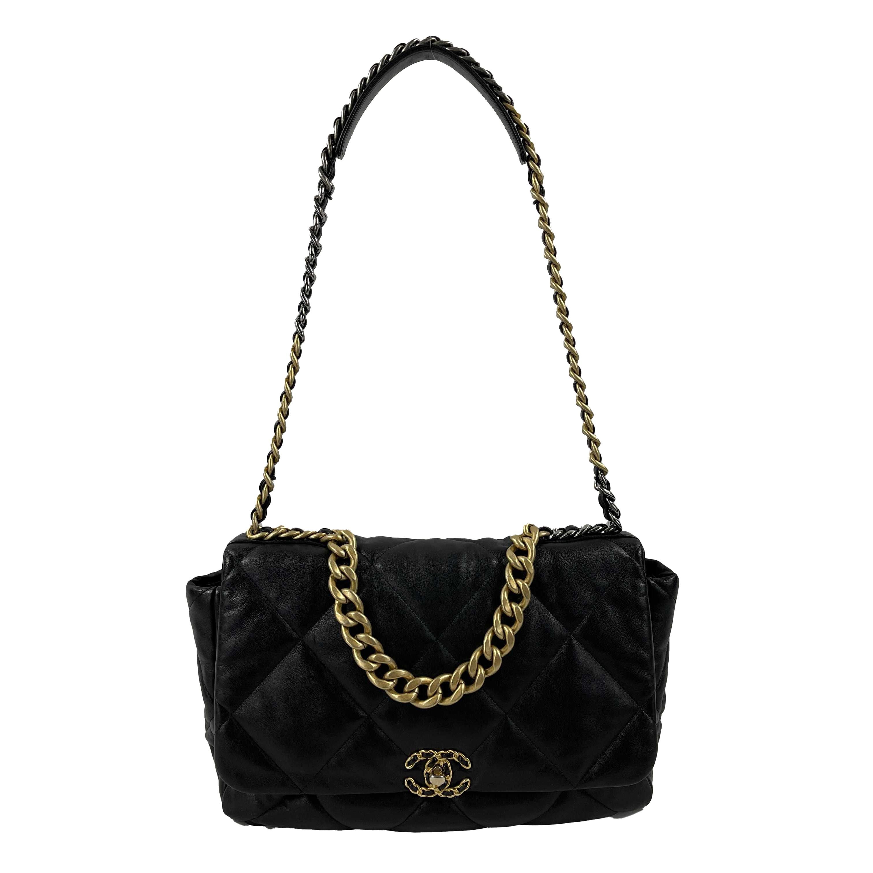 CHANEL 19 - CC Chain Maxi Black / Multi Metal Quilted Lambskin Flap Shoulder Bag 2
