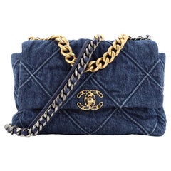 Chanel 19 Flap Bag Quilted Denim Large